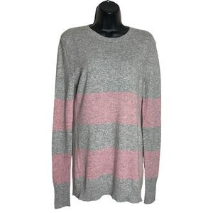 Banana Republic Sweater Womens XS Pink Gray Cashmere Merino Wool Long Sleeve